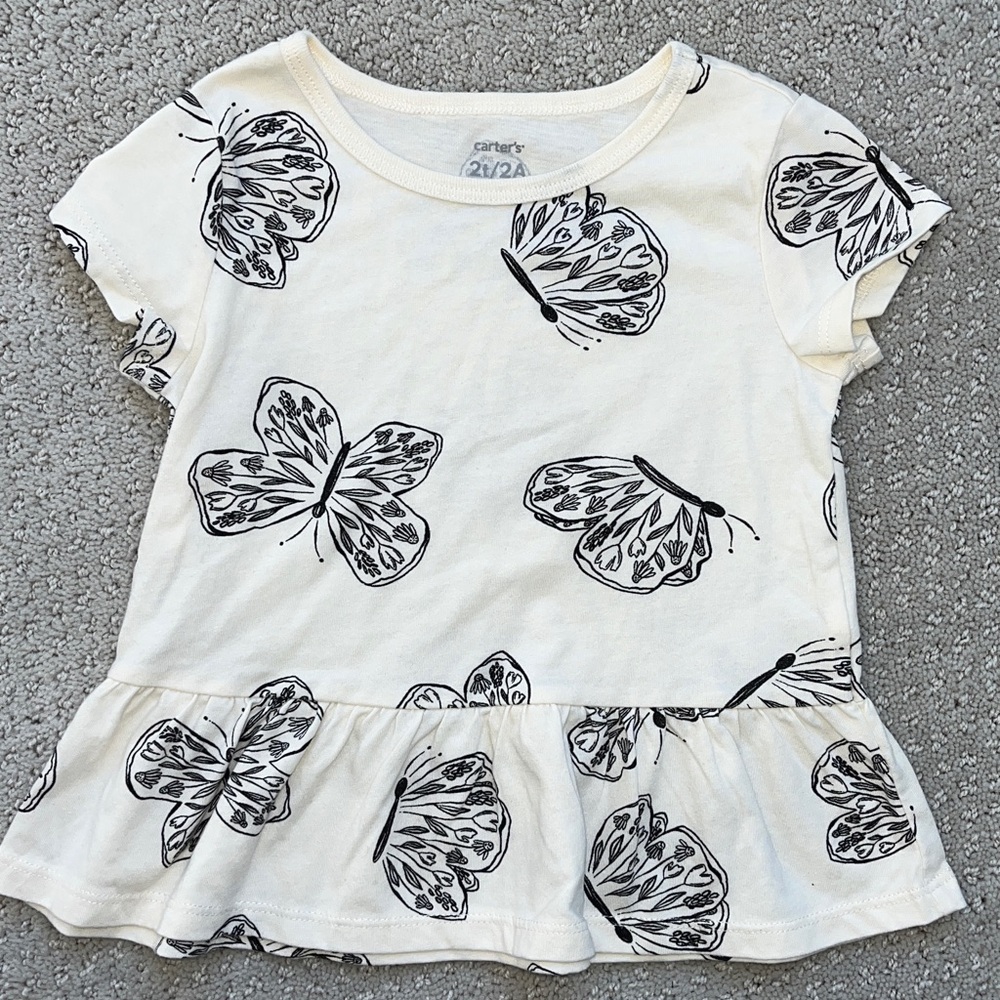 Butterfly T-Shirt Set - Purple, Pink, Girls size 2t summer short sleeve - Picture 2 of 4